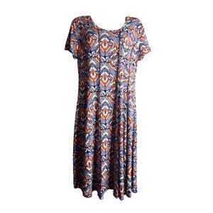 Serenade NY Fit & Flare Multicolored Geometric Print Dress Womens Size Large